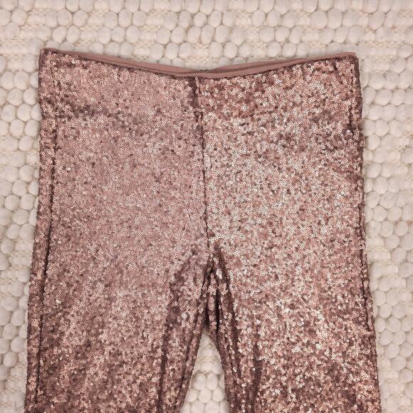 Bronze Shiny Sequin Pants Sz Small - Picture 2 of 8